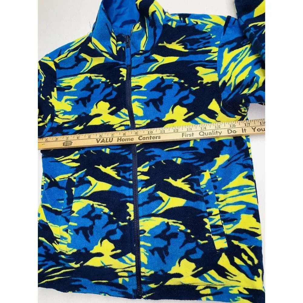 Sz 8 Athletech Youth Reversible Lightweight Jacket Brite Blue & Yellow/Blue Camo